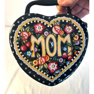 Vintage Mary Engelbreit MOM Mini Tin Lunch Box Heart Shape 2000 5.5”